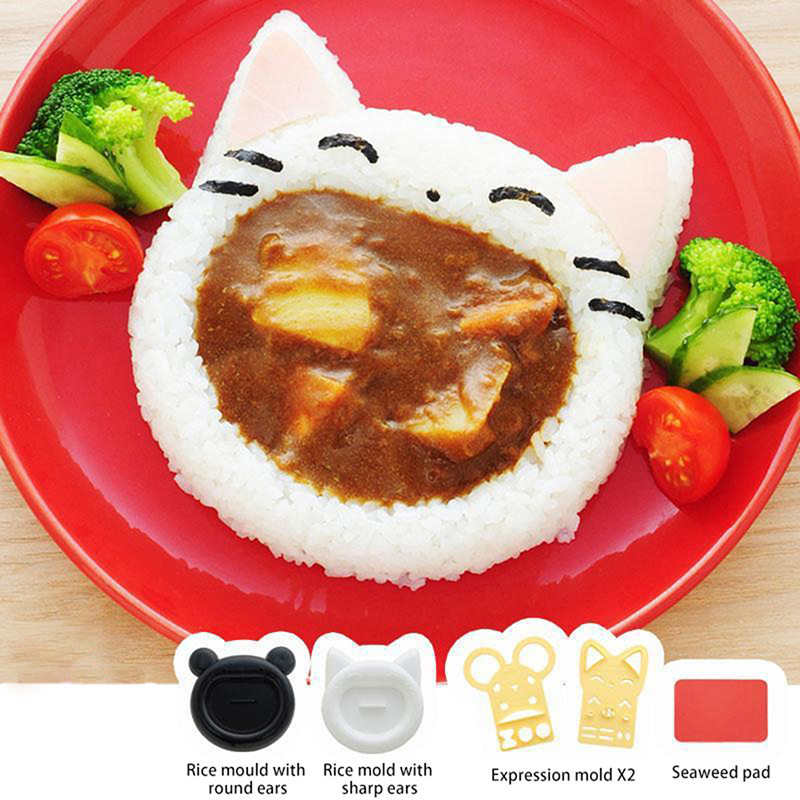 Kitchen Appliances Packages - かわいい漫画の寿司型装飾カッター、bentomaker、サンドイッチツール、キッチンアクセサリー、猫、bear、nori、rice、1個