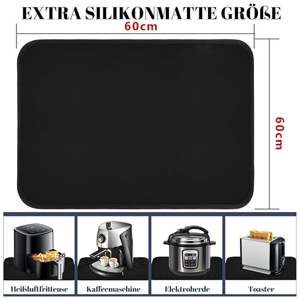 Kitchen Appliances Usa - キッチン家電用 ブラックエアフライヤーマット 耐火性 最大550度 防水・耐油性 エアフライヤー用お手入れ簡単