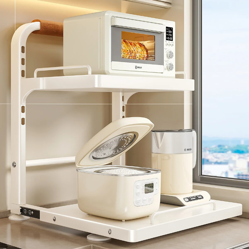 Kitchen Appliances Countertop - 炭素鋼製キッチンカウンターオーガナイザー、調節可能な引き出し式棚、炊飯器、電子レンジ、家電収納用