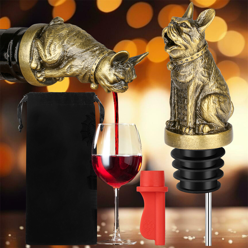 Kitchen Appliances Packages - フレンチブルドッグワインボトルストッパー、かわいいシャンパンボトル、飲料真空シール、結婚式のキッチンツール、バーの装飾アクセサリー、プーアー