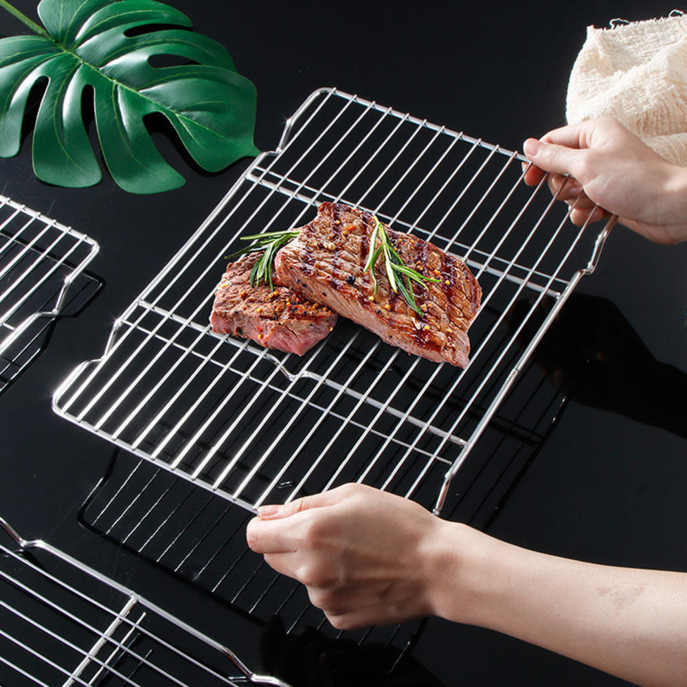 Kitchen Appliances Packages - ステンレススチール バーベキューメッシュマット 再利用可能 耐熱性 BBQ ベーキングネットパッド