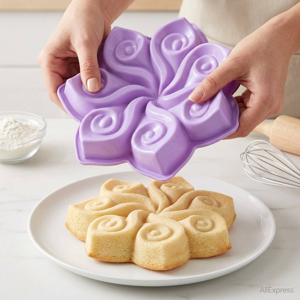 大きな花の形をしたシリコンケーキ型、スパイラルスワールベーキ - Kitchen Appliances Packages のレビューと価格