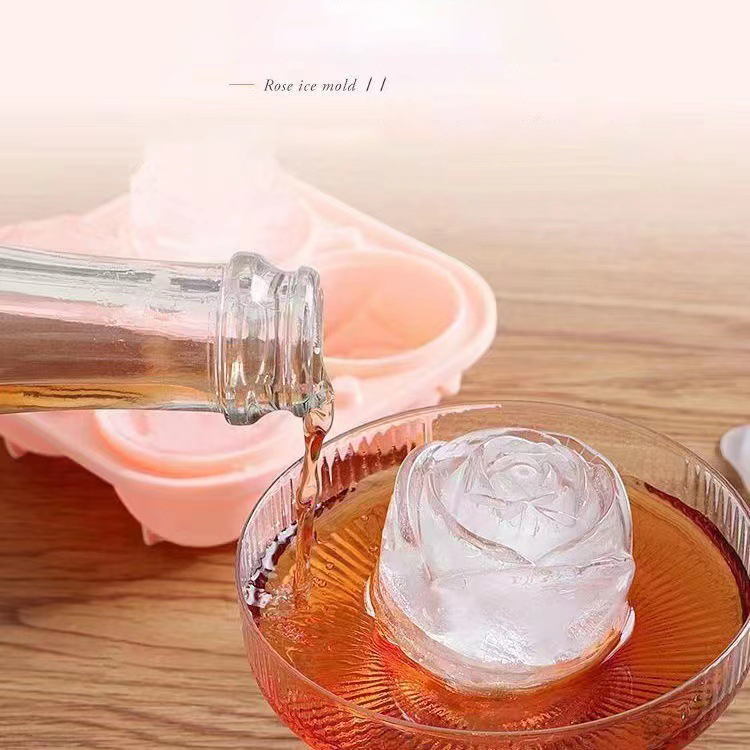 3D ローズアイスモールド 4 穴アイスキューブトレイ型花の - Kitchen Appliances Packages のレビューと価格