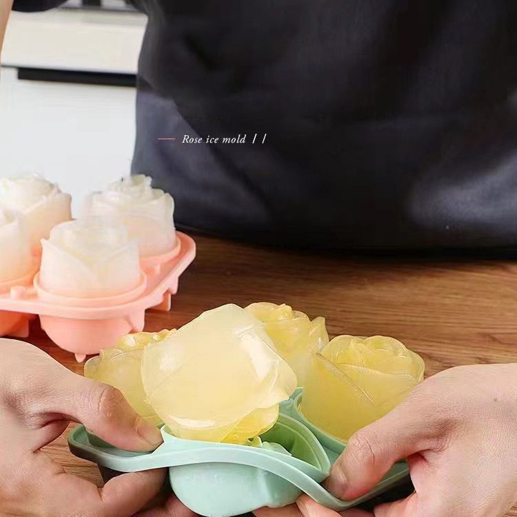 3D ローズアイスモールド 4 穴アイスキューブトレイ型花の - Kitchen Appliances Packages のレビューと価格